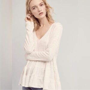 Deletta x Anthropologie Thea Tiered Ruffle Long Sleeve Top Medium